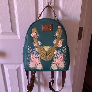 Box lunch exclusive Loki Marvel Floral mini backpack.